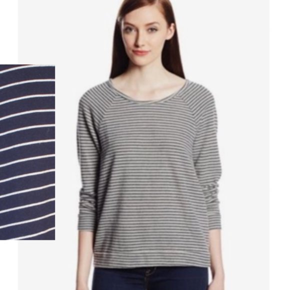 Joie Soft Annora B Striped Sweatshirt Top in Navy - Picture 1 of 5